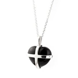 Whitby Jet Cross Heart Pendant