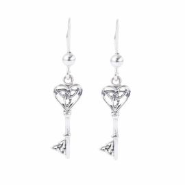 Celtic Heart Key Earrings