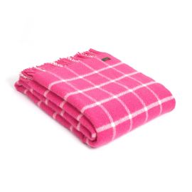 Pink Check Wool Throw