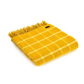 Yellow Check Wool Throw 