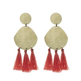 Tassel Trio Coral Stud Earrings