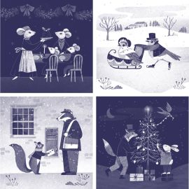 English Heritage Victorian Animals Blue Christmas Cards (Pack of 24)