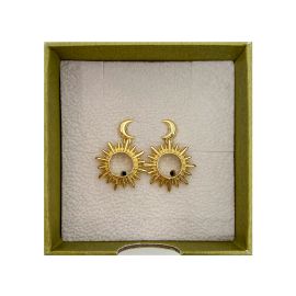 Sunray and Moon Gold-Plated Earrings 