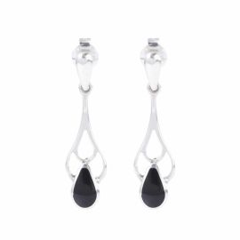 Whitby Jet & Silver Teardrop Earrings