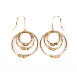 Brass Ribbon Triple Hoop Earrings