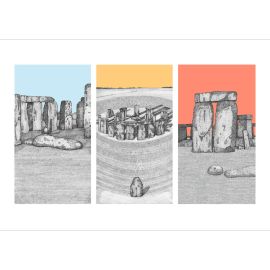 Stonehenge Triptych Print A3 Ben Holland