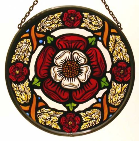 Stained Glass Tudor Rose and Chaplet