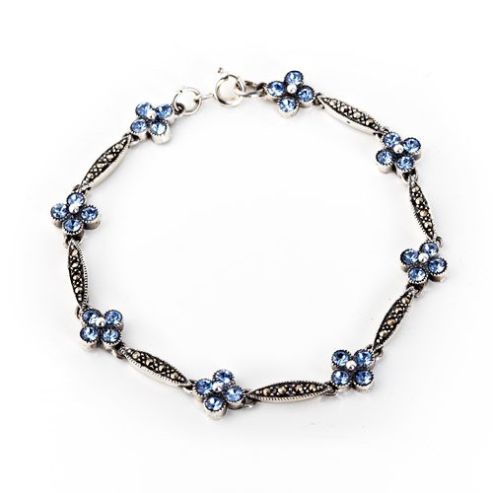 Blue Flower Silver Bracelet