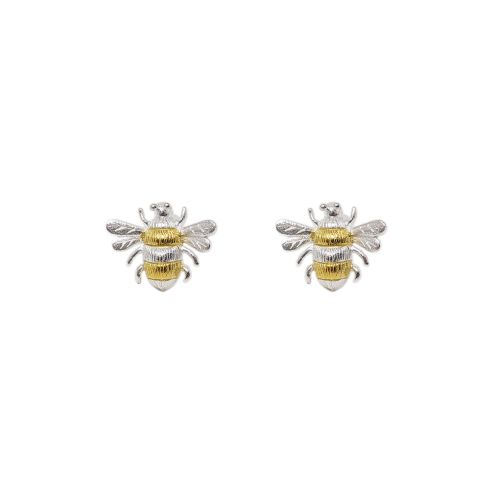 Silver and Gold Plated Bee Stud Earrings