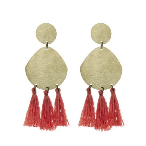 Tassel Trio Coral Stud Earrings