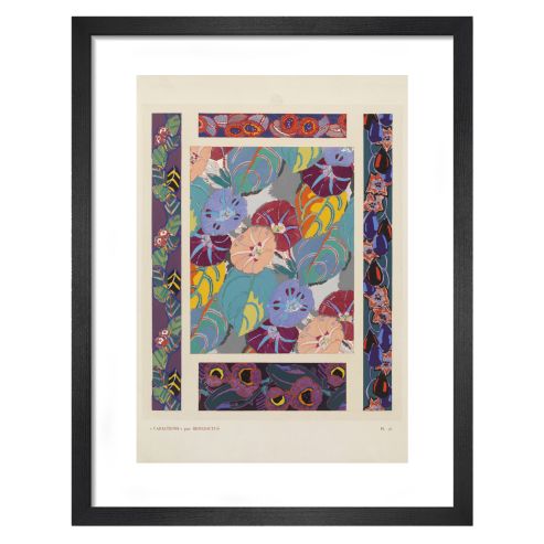 Framed Floral Art Deco Print 11 x 14 