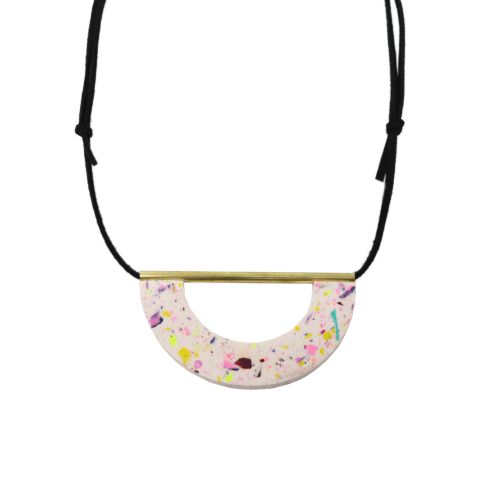 Terrazzo Crescent Necklace - Cream