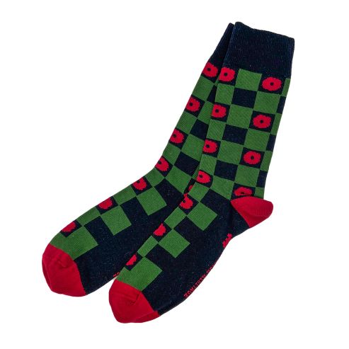 Poppy Socks Green & Black Check UK Size 7-11