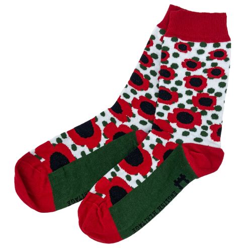 Poppy Repeat Socks White UK Size 4-7