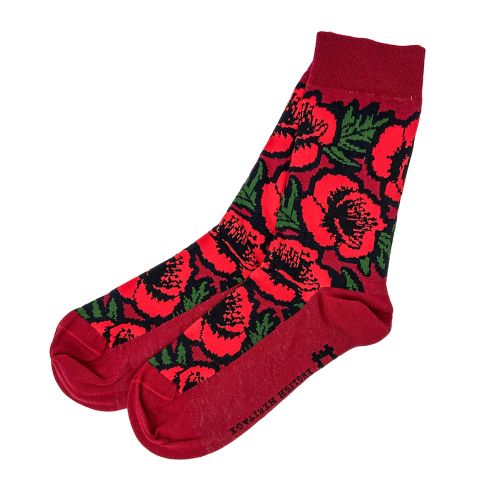 Poppy Abstract Socks Red UK Size 4-7