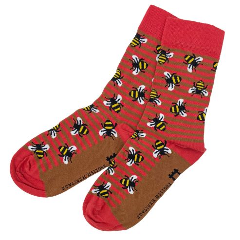 Bee Stripe Socks Coral UK Size 4-7