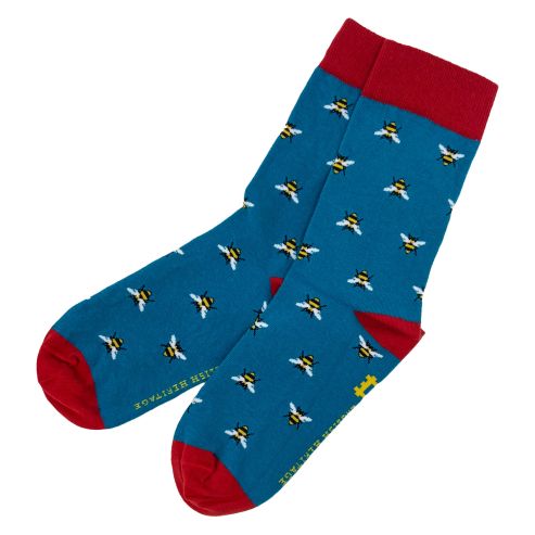 Bee Socks Teal & Red UK Size 4-7