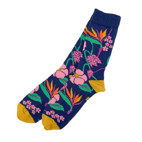 Blue Floral Socks UK 4-7