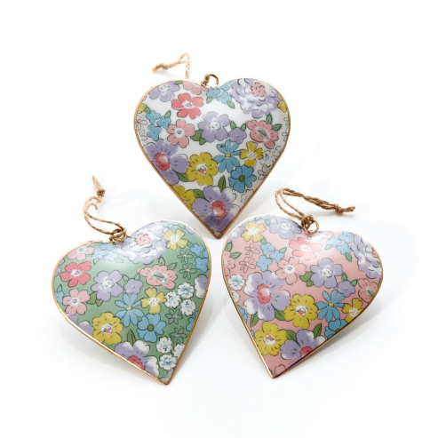 Ditsy Floral Hanging Heart Decoration Assorted