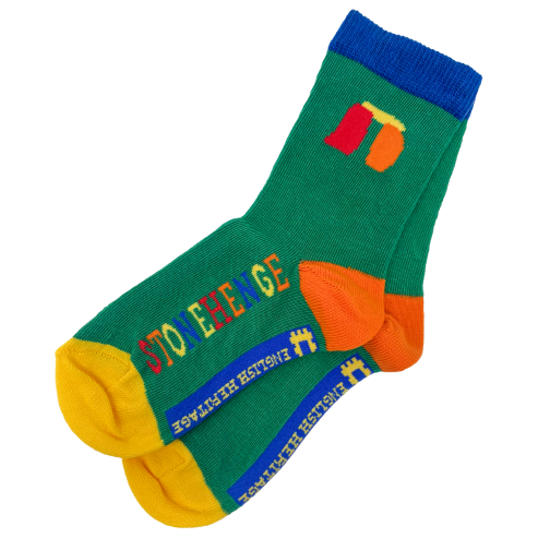 Stonehenge Multi Block Green Children's socks