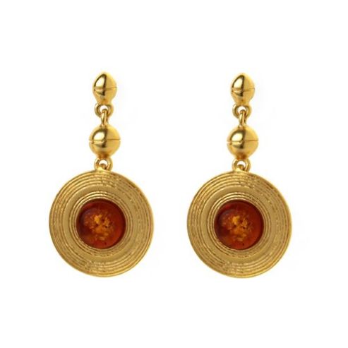 Stonehenge  Amber Gold Plated Earrings