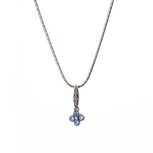 Blue Flower Silver Pendant