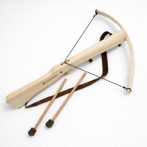 Wooden Crossbow With 2 Cork-Tipped Bolts