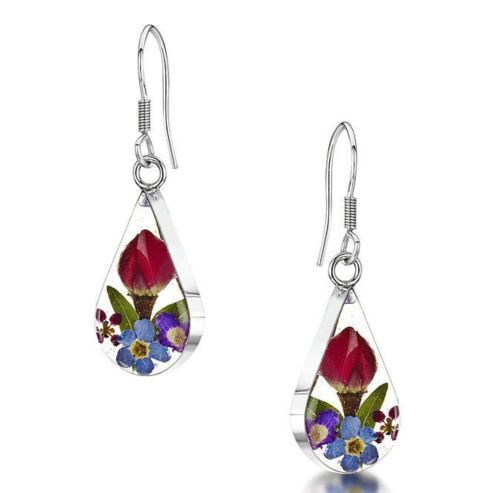 Mixed Flower Teardrop Earrings