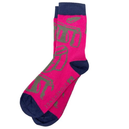 Stonehenge Abstract Socks Pink UK 4-7