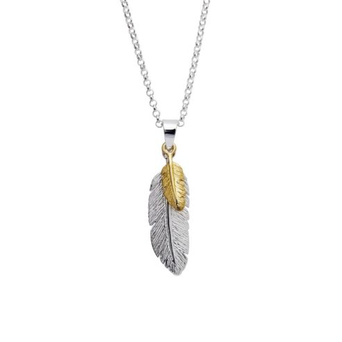 Silver and Gold Plated Feather Pendant
