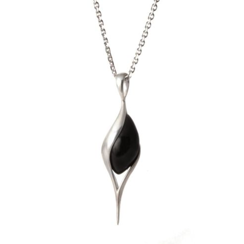 Whitby Jet & Silver Twist Pendant