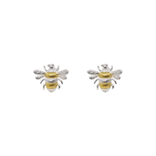  Silver and Gold Plated Bee Stud Earrings