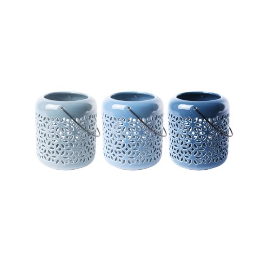Ceramic Blue Garden Lantern - Small (Assorted Colours)