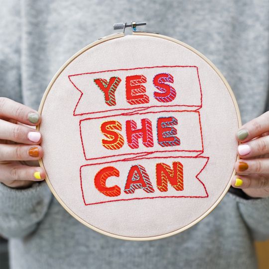  'Yes She Can' Embroidery Hoop Kit