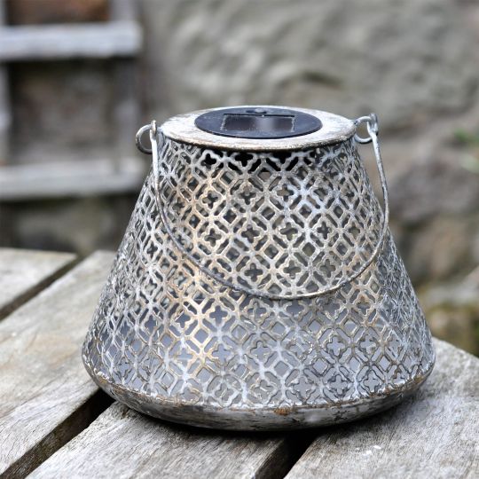 Silver Cut Out Solar Lantern