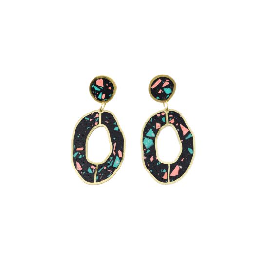  Terrazzo Round Drop Earrings