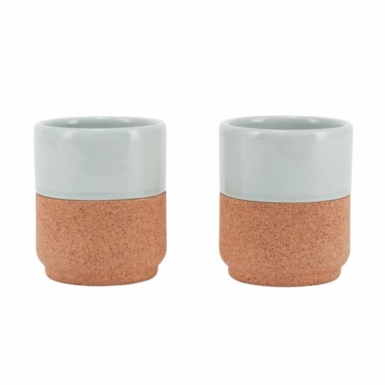  Ceramic And Cork Aqua Mug Set