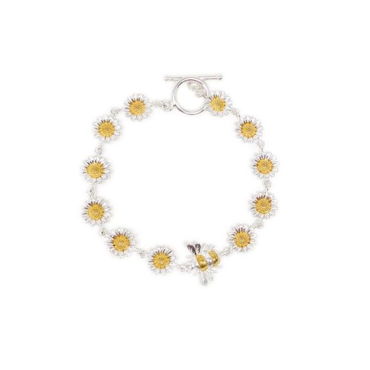  Silver and Gold Plated Flower and Bee Bracelet