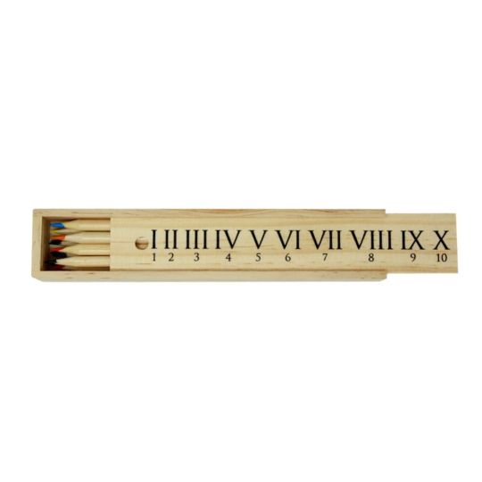 Roman Numerals Wooden Pencil case With Pencils