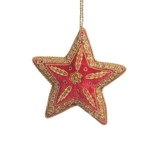  Red & Gold Star Hanging Decoration
