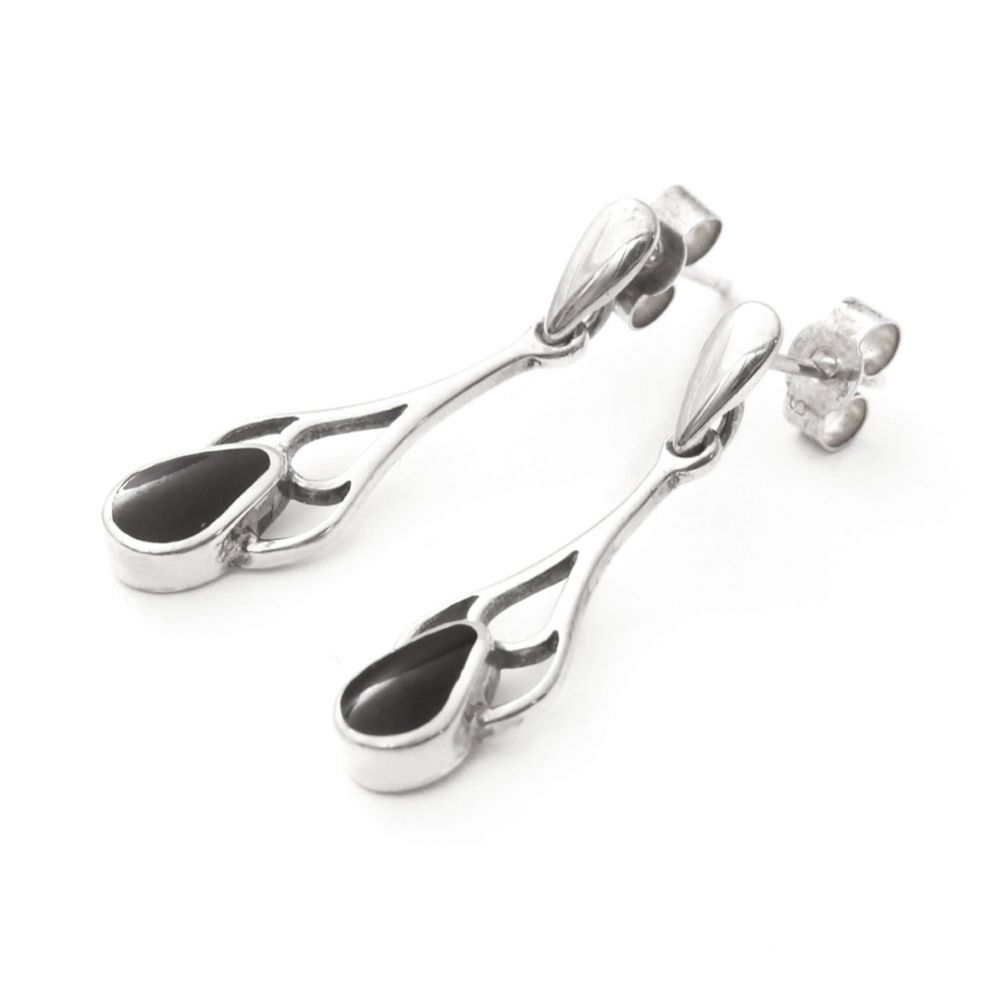 Whitby Jet and Sterling Silver Teardrop Ear Rings | english-heritage.org.uk